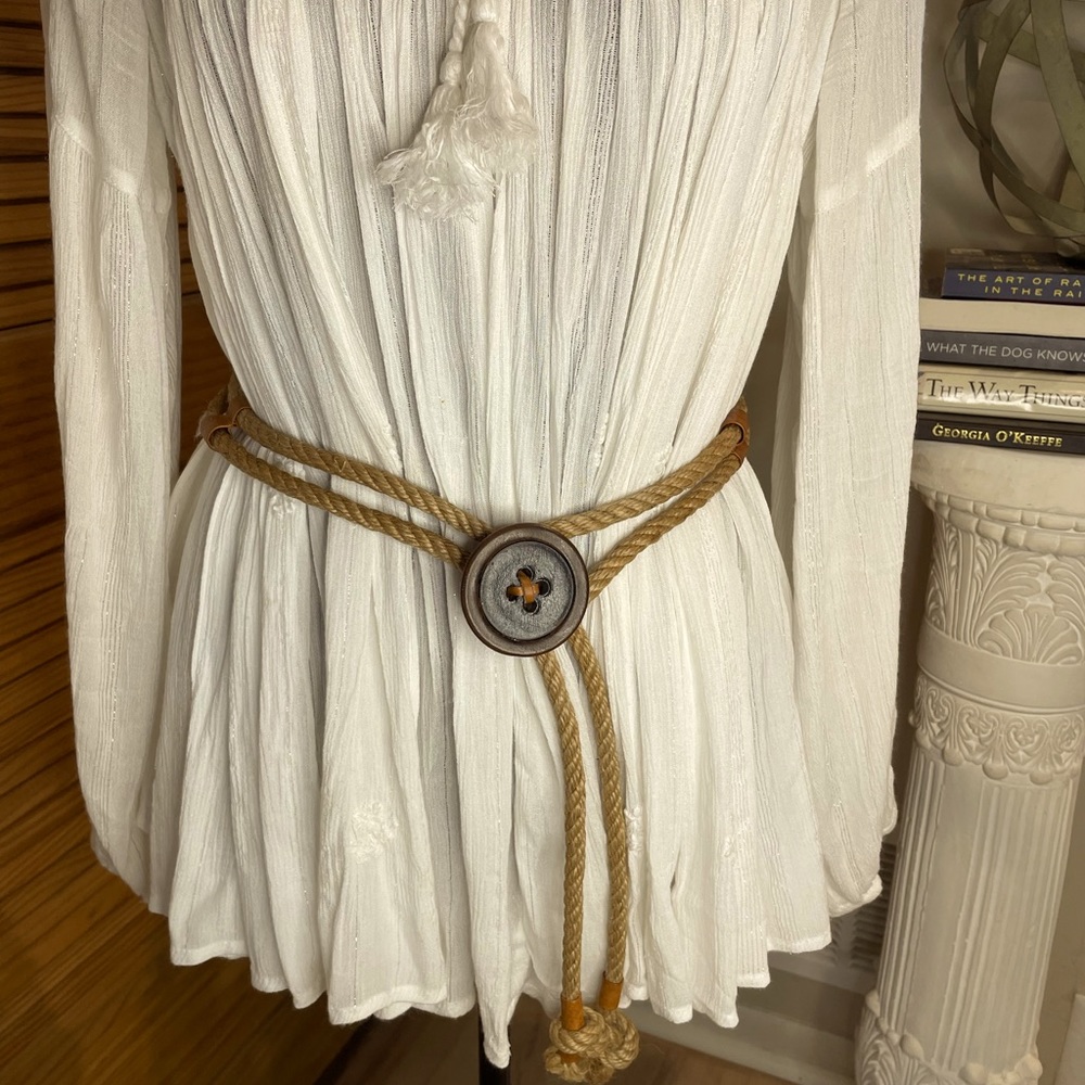 Vintage 80s leather and Hemp belt